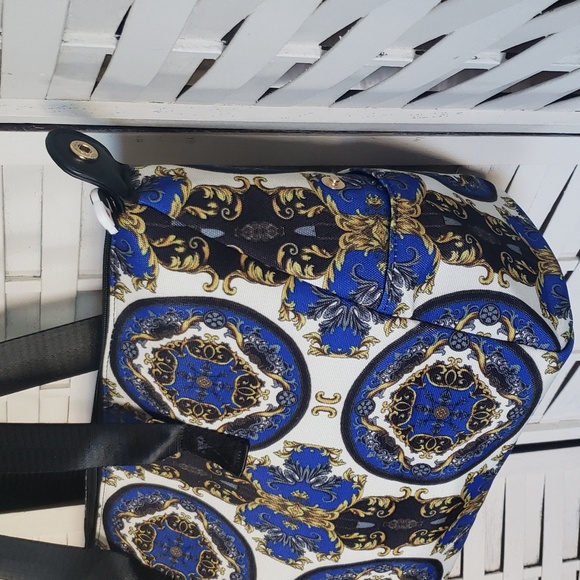 Alice + Olivia new canvas black blue gold duffle bag - Picture 2 of 7